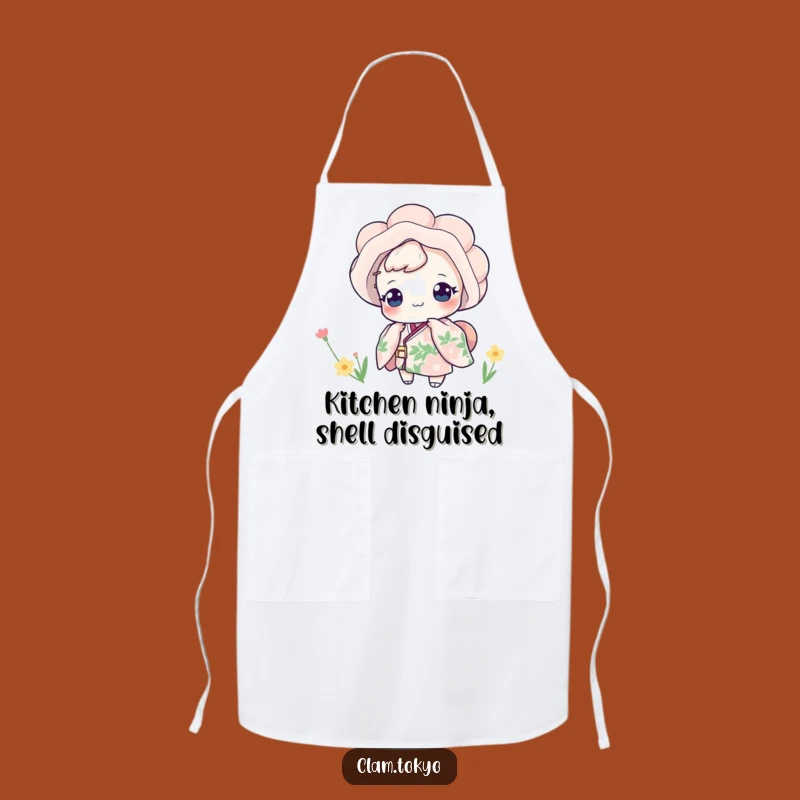 Funny Floral Kimono Clam Apron: Playful Peek Chef Gift