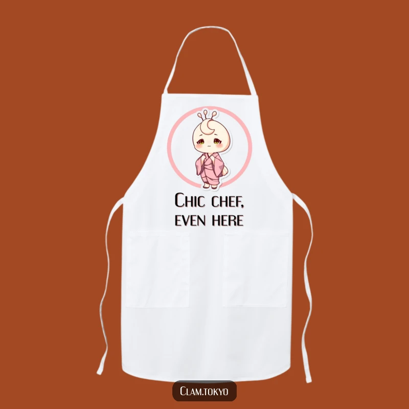 Funny Sophisticated Clam Apron: Elegant Kimono Clam, Chic Kitchen Accessory