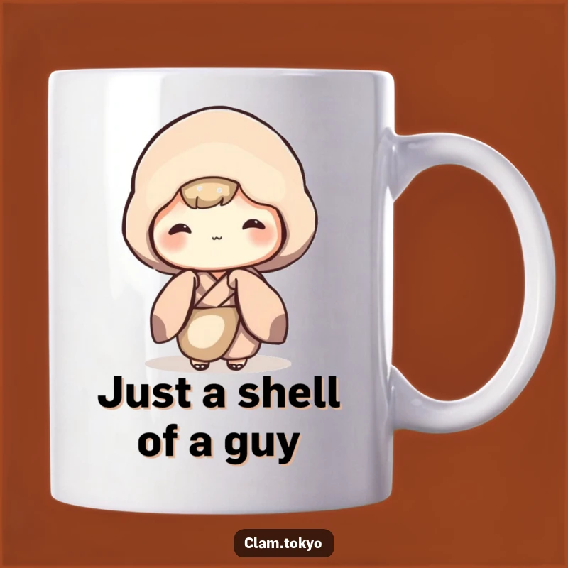 Funny Shy Clam Kimono Mug: Adorable Peeking Clam, Perfect Gift for Introverts