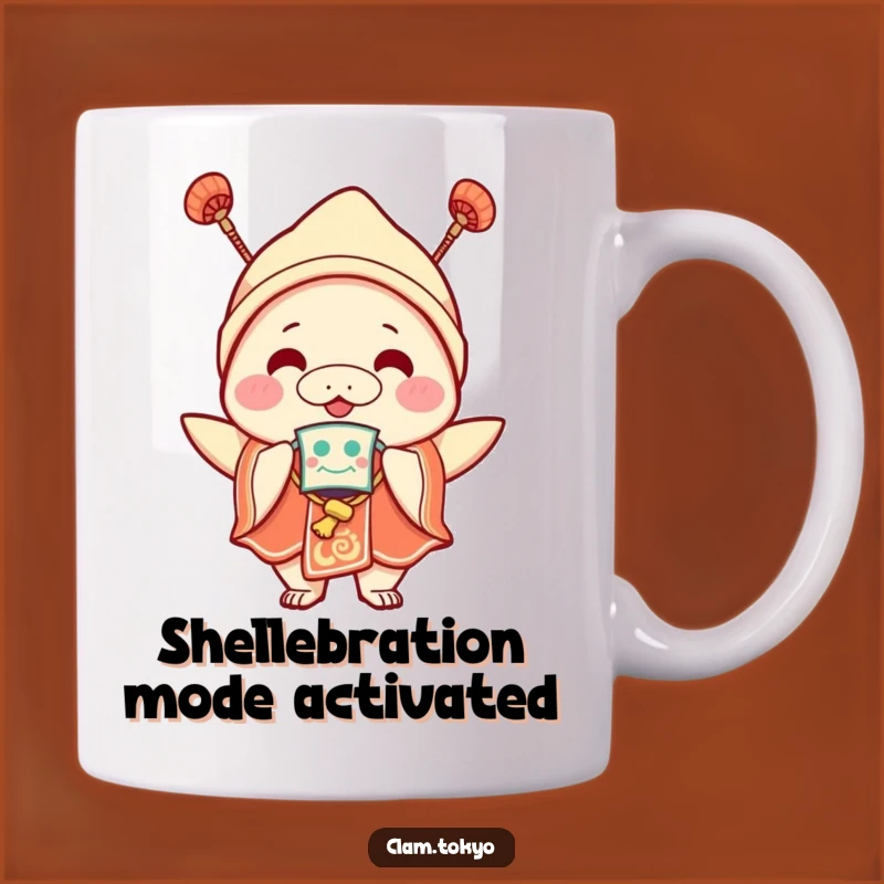 Funny Joyful Clam Mug: Festival Clam with Mask, Perfect Gift for Party Goers