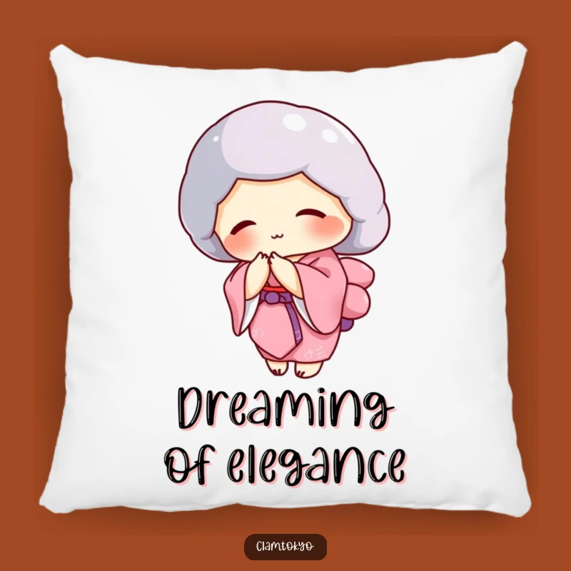 Funny Clam Kimono Pillow: Pink Elegance, Graceful Bowing Seashell Accent