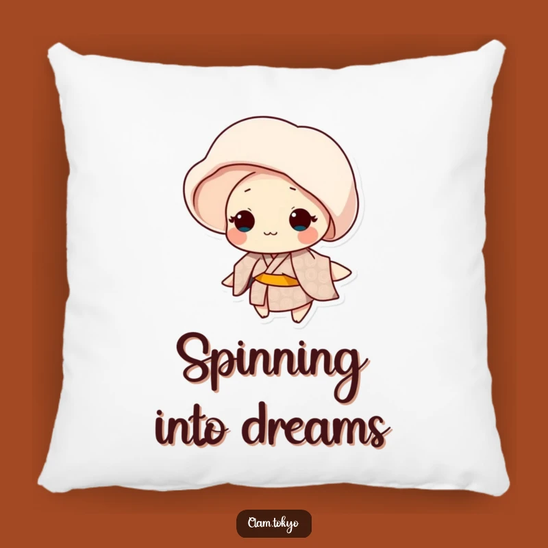 Funny Clam Spin Pillow: Patterned Kimono Dancer, Graceful Twirl Accent