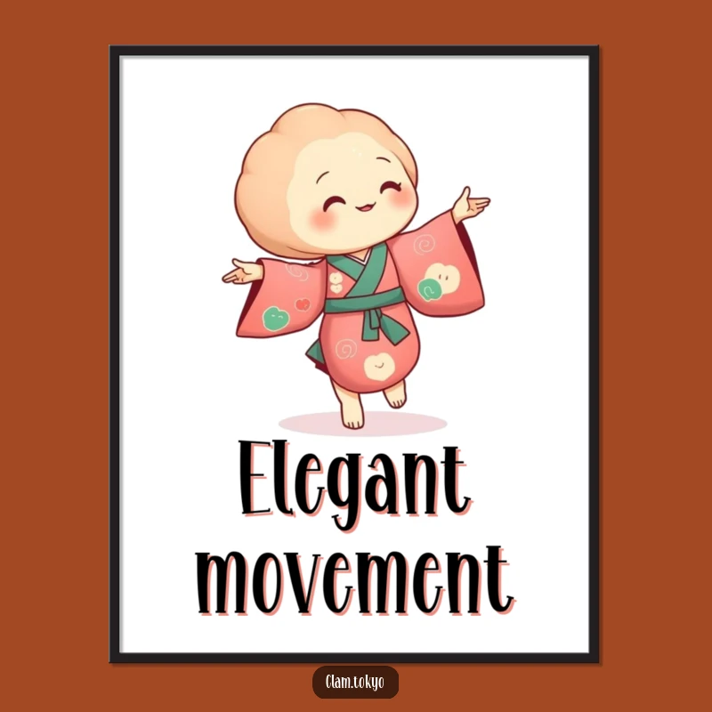 Funny Clam Kimono Digital Print: Dancing Clam Art, Rich Colors, Elegant Decor, Perfect Gift