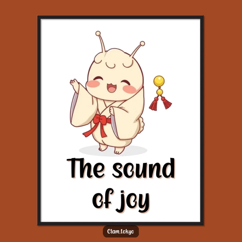 Funny Clam Kimono Digital Print: Joyful Shaking Clam Art, Festive Decor, Perfect Gift