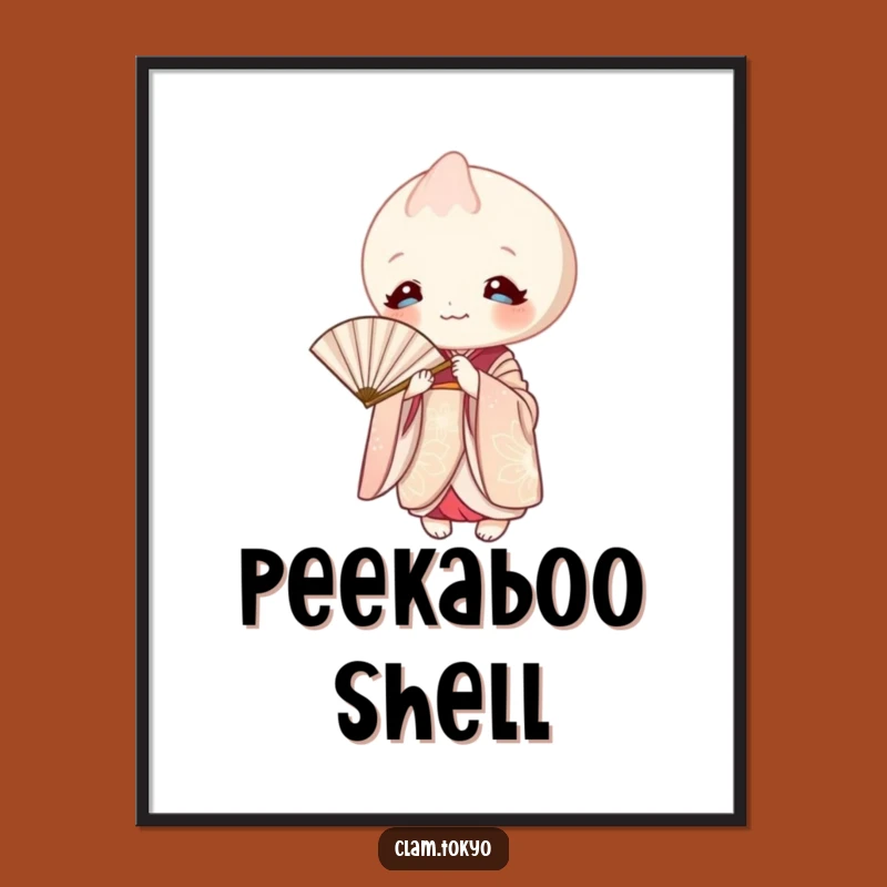 Funny Clam Kimono Digital Print: Playful Peeking Clam Art, Mysterious Decor, Perfect Gift