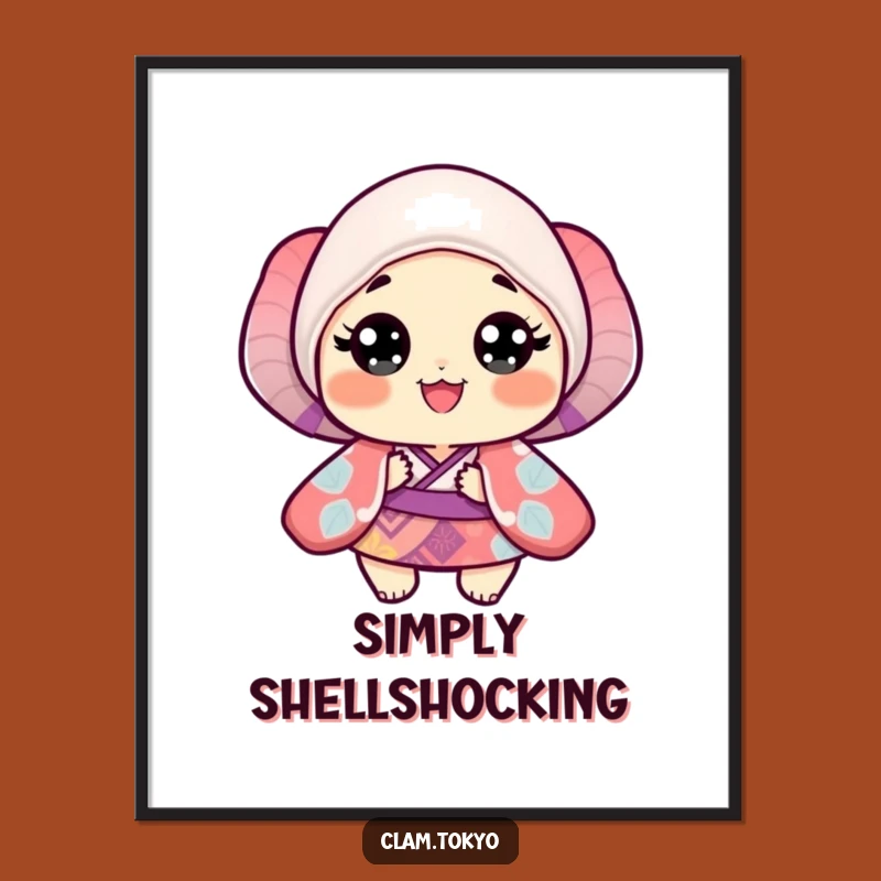 Funny Clam Kimono Digital Print: Vibrant Happy Clam Art for Your Walls, Perfect Gift