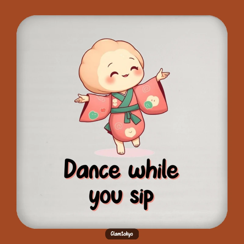 Funny Clam Kimono Coaster: Artistic Protection with Dancing Clam, Perfect Gift