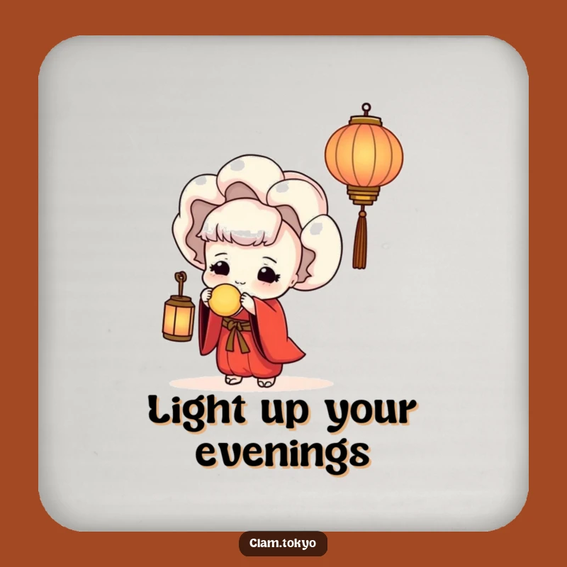 Funny Red Kimono Clam Coaster: Serene Lantern Table Decor