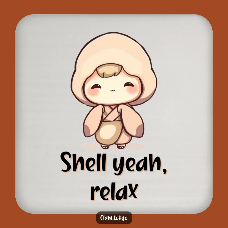 Funny Shy Clam Coaster: Cute Kimono Clam Peeking, Protect Surfaces Humorously