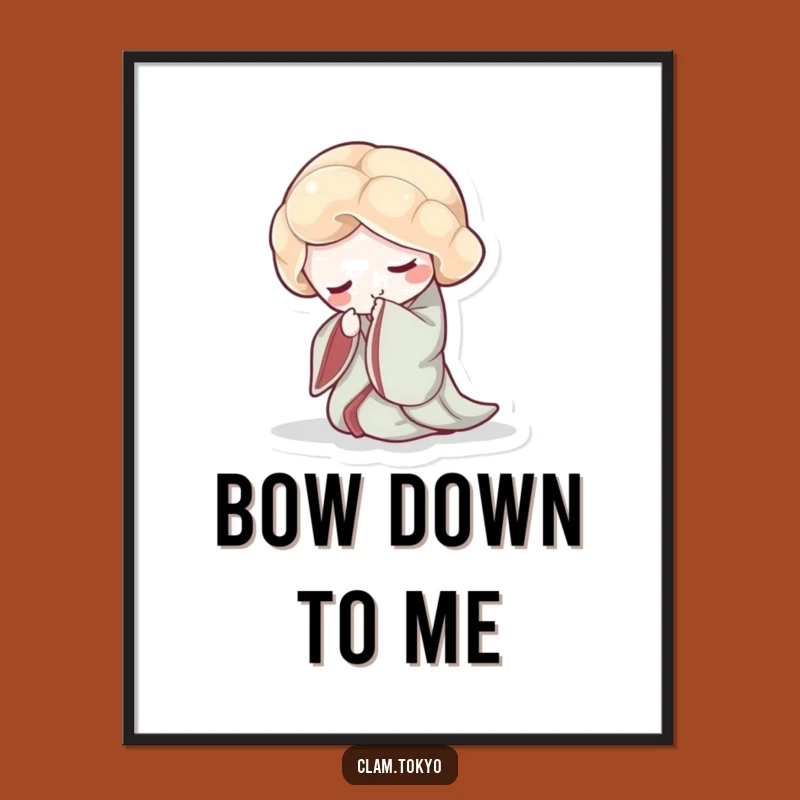 Funny Clam Kimono Poster: Elegant Bowing Clam Art, Refined Wall Decor, Perfect Gift