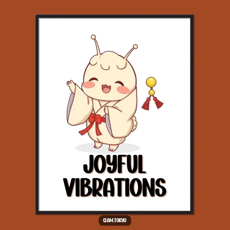 Funny Clam Kimono Poster: Joyful Shaking Clam Art, Festive Wall Decor, Perfect Gift