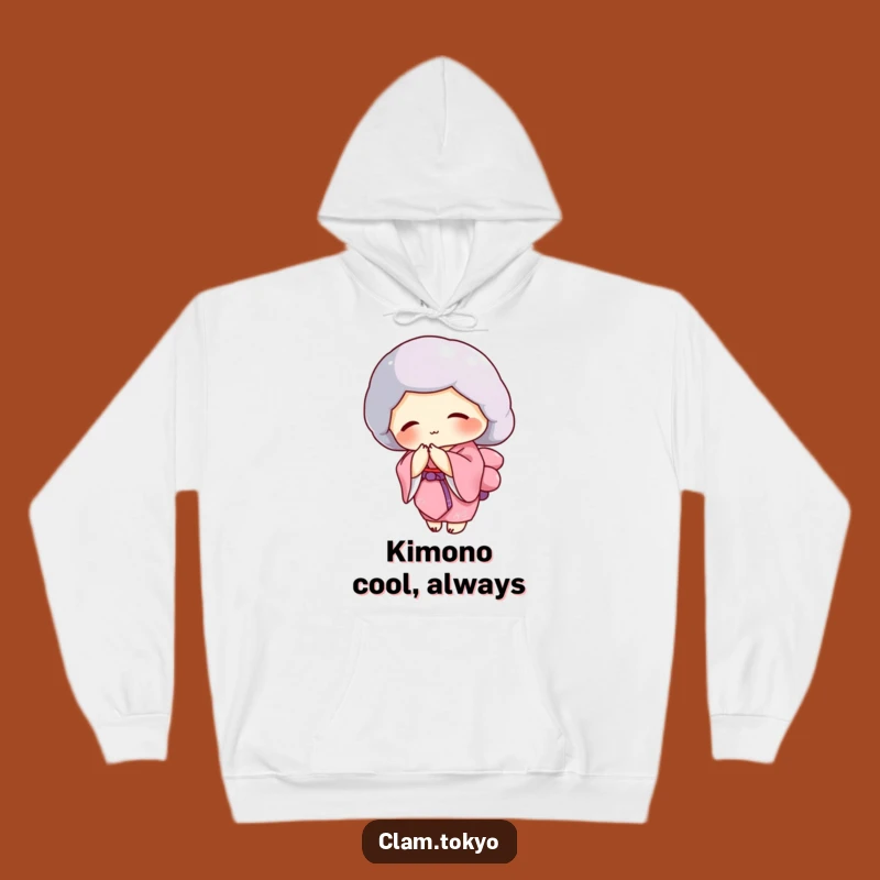 Funny Clam Kimono Hoodie: Pink Elegance, Graceful Bowing Seashell Sweatshirt