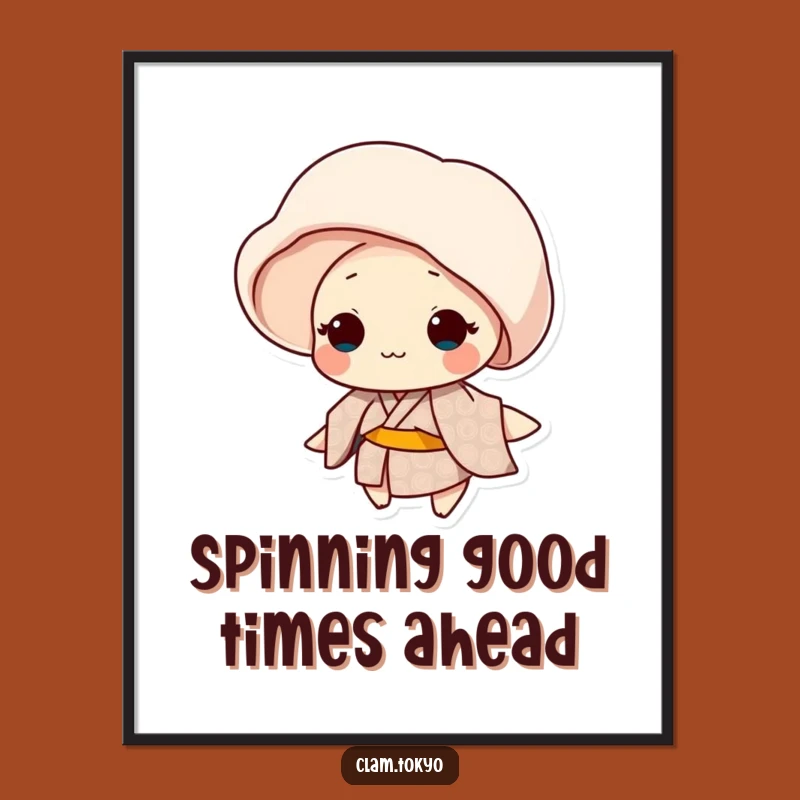 Free Printable Wall Art: Spinning Clam Kimono, Funny Downloadable Decor with Whimsical Motion