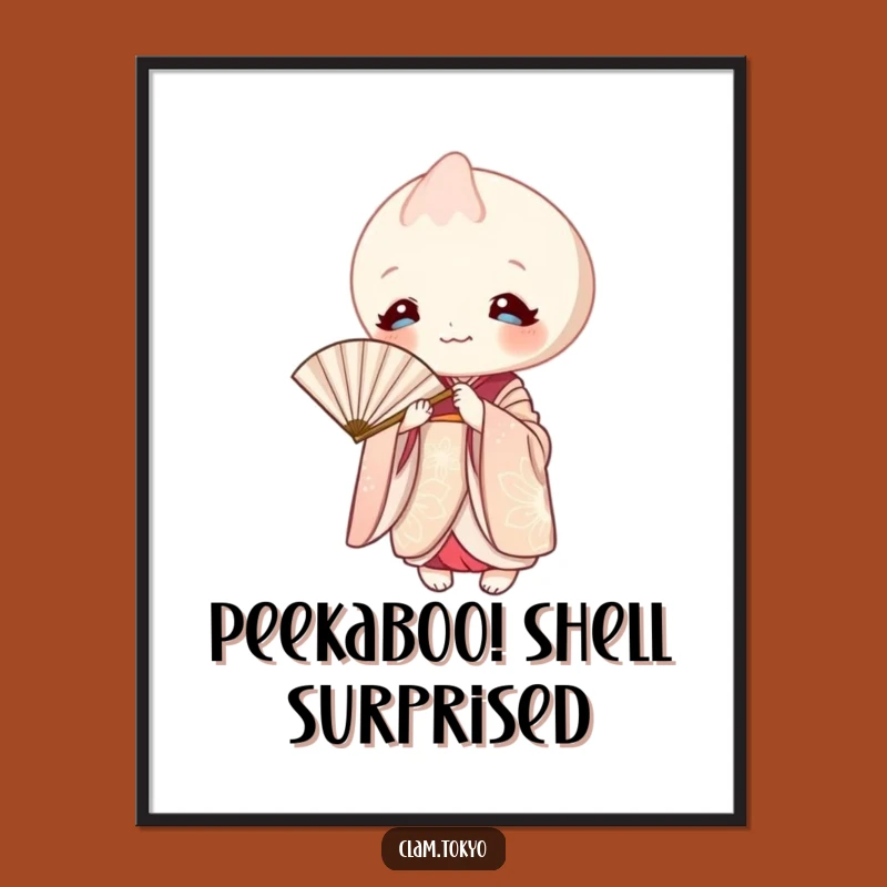 Funny Free Printable Wall Art: Peeking Clam Kimono Downloadable Decor