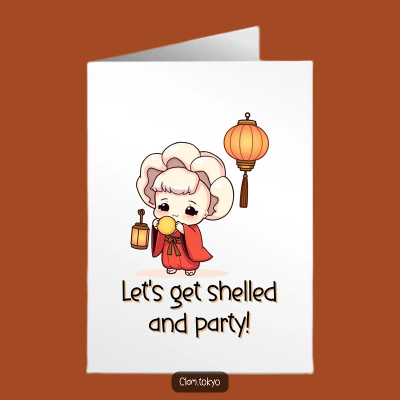 Free Printable Birthday Card: Serene Clam Lantern Kimono - Downloadable Unique Funny Gift