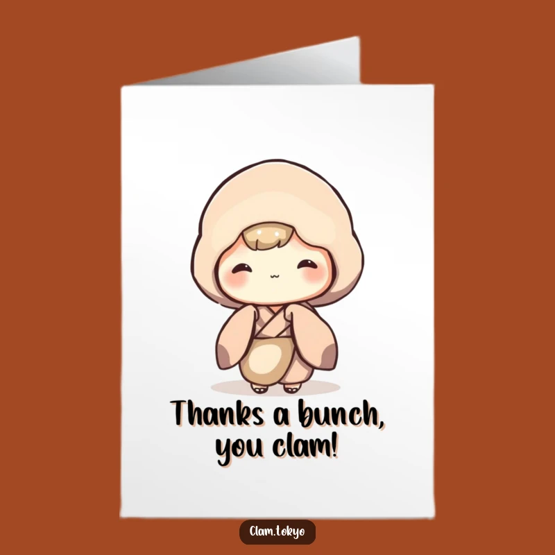 Free Printable Shy Clam Thank You Card: Grateful Downloadable Gift for the Reserved
