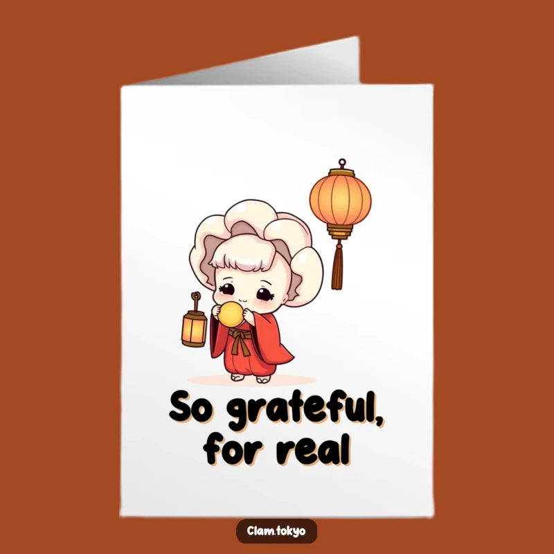 Free Printable Thank You Card: Serene Clam Lantern Gratitude - Downloadable Funny Gift
