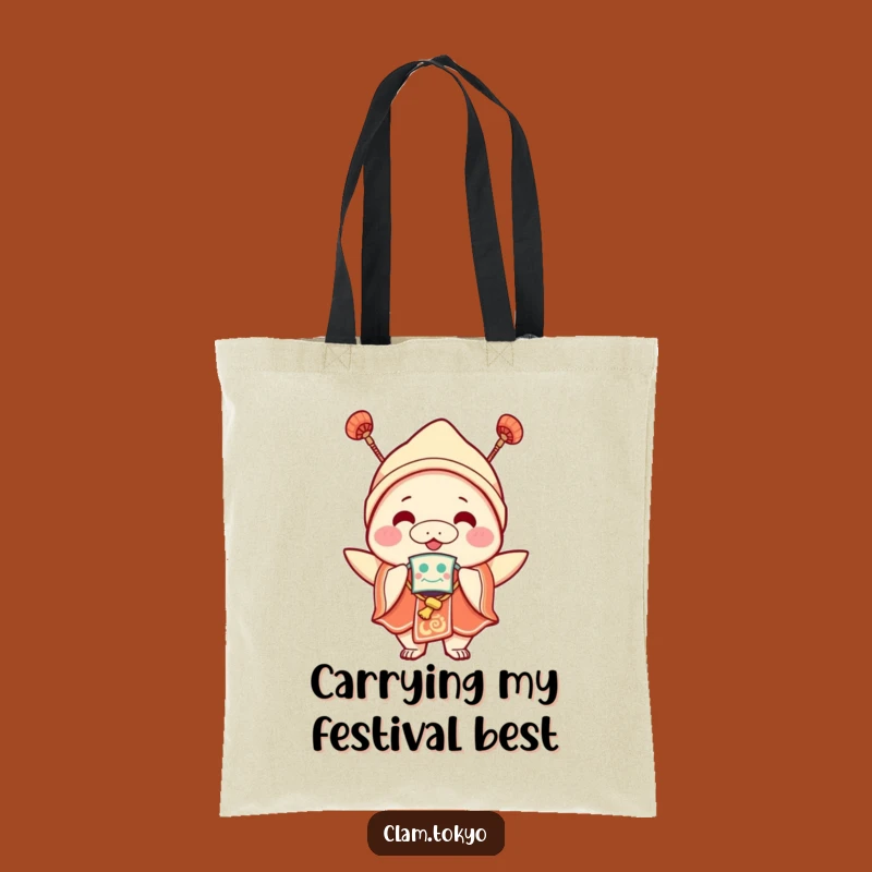 Funny Festival Clam Tote Bag: Joyful Clam with Mask, Perfect Party Tote