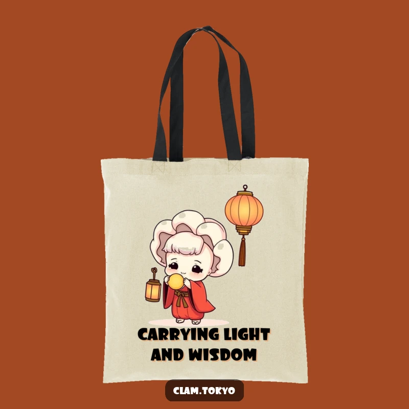 Funny Red Kimono Clam Tote Bag: Serene Lantern Carryall